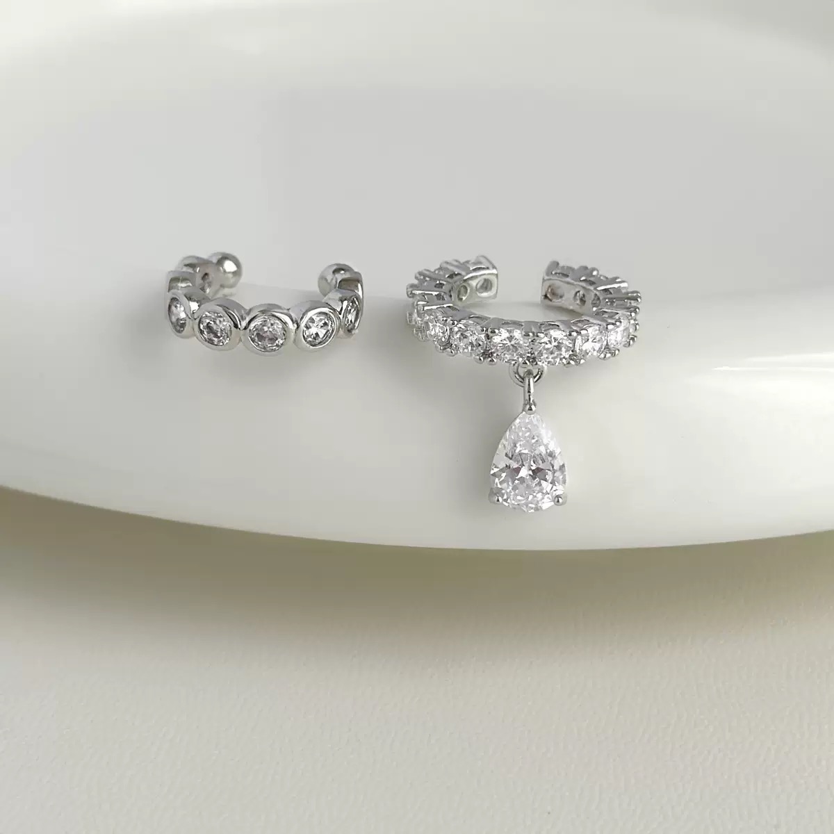 AB Water Drop Ear Bone Clip-no Ear Hole Ear Clip Artifact s925 Silver Inlaid With Zircon Patented Anti-slip Structure