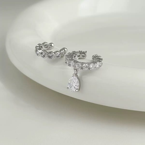 AB Water Drop Ear Bone Clip-no Ear Hole Ear Clip Artifact s925 Silver Inlaid With Zircon Patented Anti-slip Structure