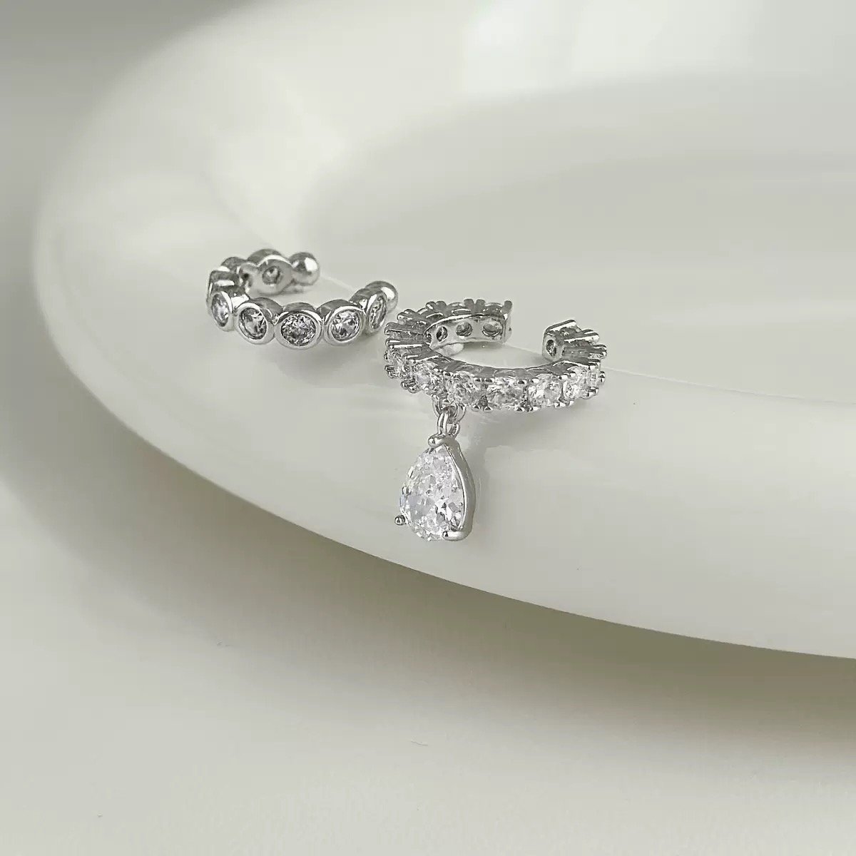 AB Water Drop Ear Bone Clip-no Ear Hole Ear Clip Artifact s925 Silver Inlaid With Zircon Patented Anti-slip Structure