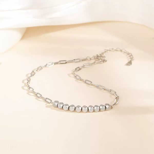 9e618232a8e3a1a5ec1926c2840d0fc8 Broken Silver Anklet-S925 Sterling Silver Irregular Silver Grains Bosnian Style Foot Bare Chain Summer Beach Matching Artifacts