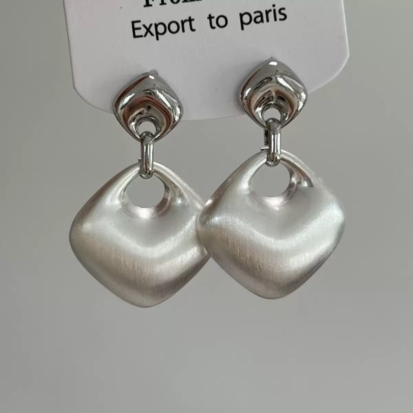 Geometric Brushed Earrings Architectural Sense Diamond-Shaped Structure Titanium Steel Brushed Technology