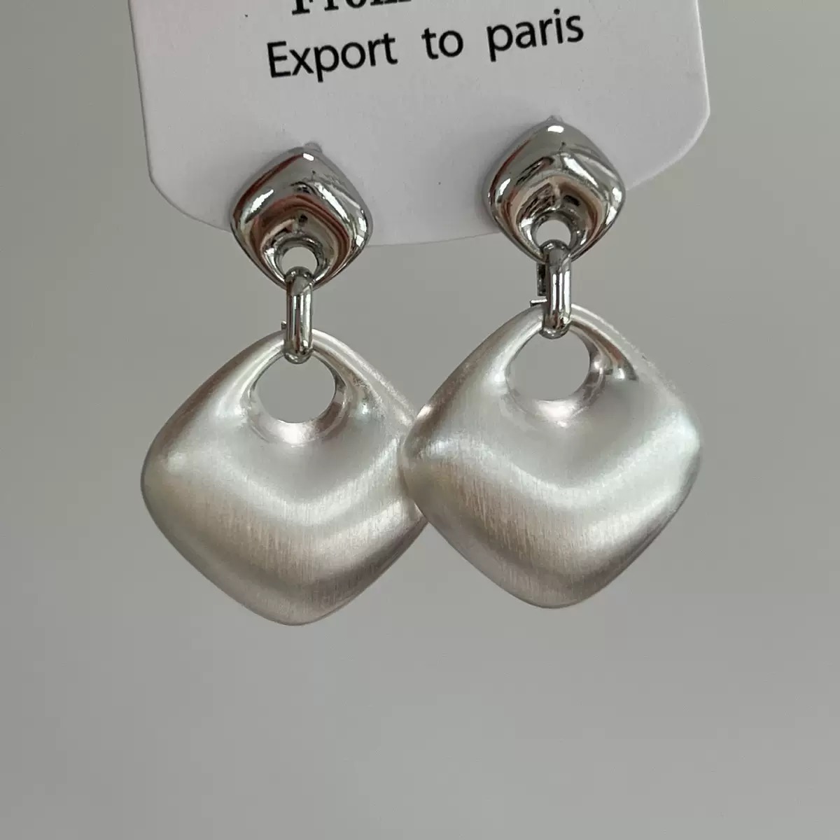 Geometric Brushed Earrings Architectural Sense Diamond-Shaped Structure Titanium Steel Brushed Technology