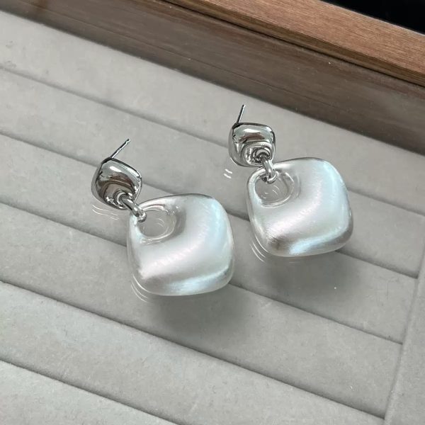 Geometric Brushed Earrings Architectural Sense Diamond-Shaped Structure Titanium Steel Brushed Technology