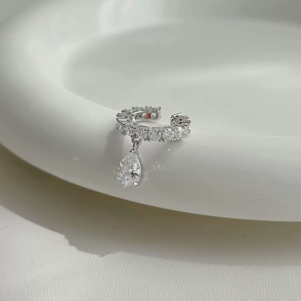 AB Water Drop Ear Bone Clip-no Ear Hole Ear Clip Artifact s925 Silver Inlaid With Zircon Patented Anti-slip Structure