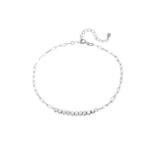 f439e097fdcd7eba0070e9aa1e4ba0a7 Broken Silver Anklet-S925 Sterling Silver Irregular Silver Grains Bosnian Style Foot Bare Chain Summer Beach Matching Artifacts